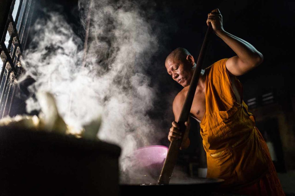Monk in a kitchen