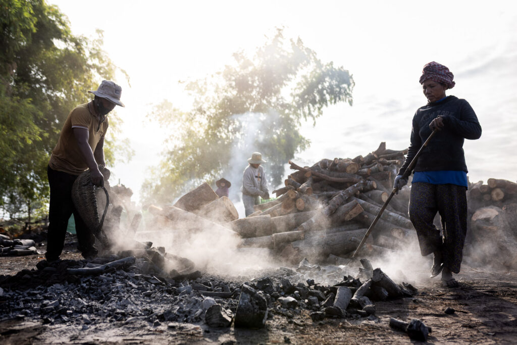 Dust in the charcoal factory in Cambodia