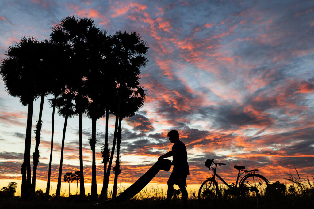 Sunset in the countryside of Cambodia